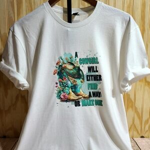 Cowgirl Will Find A Way Graphic White Short Sleeve Tee